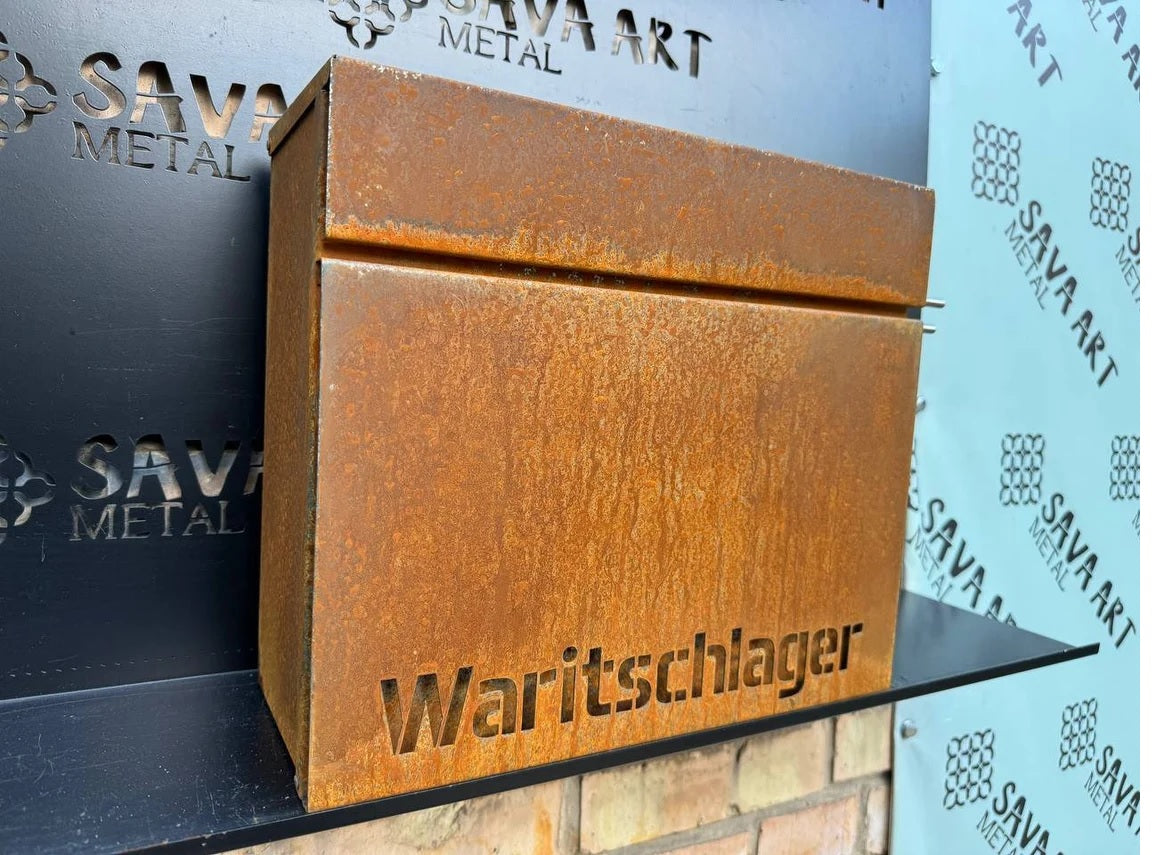 Bespoke Wall-Mounted Corten Steel Postbox