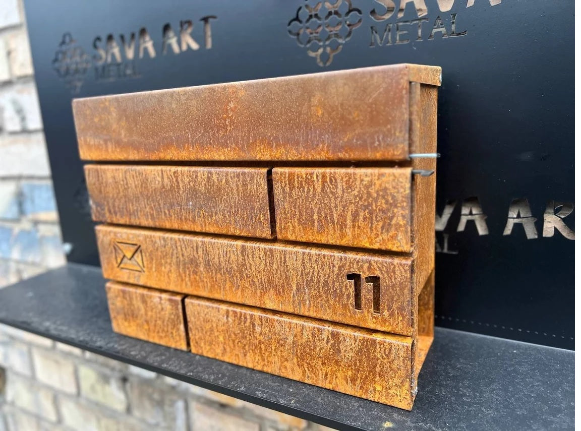 Custom Modern Black Metal Postbox