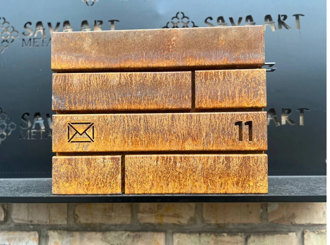Custom Modern Black Metal Postbox