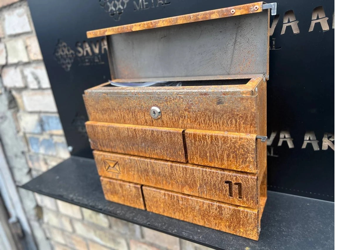 Custom Modern Black Metal Postbox