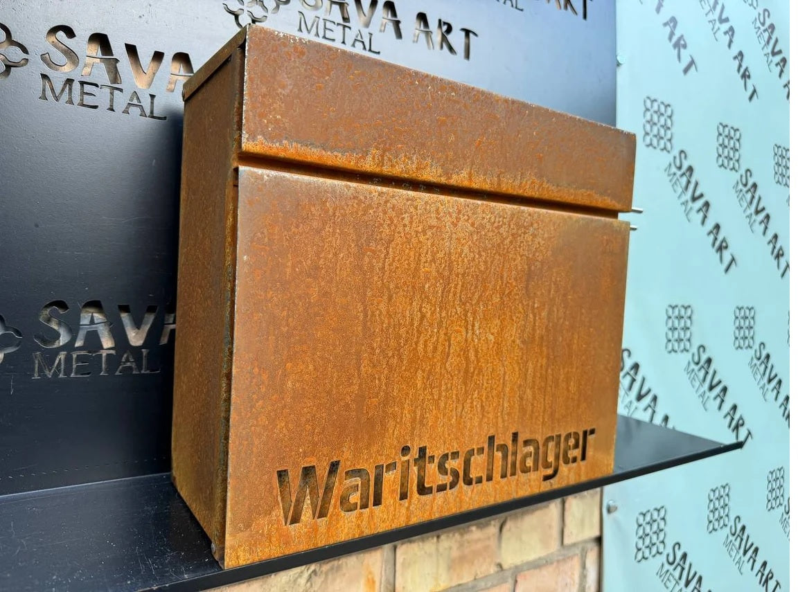 Bespoke Wall-Mounted Corten Steel Postbox