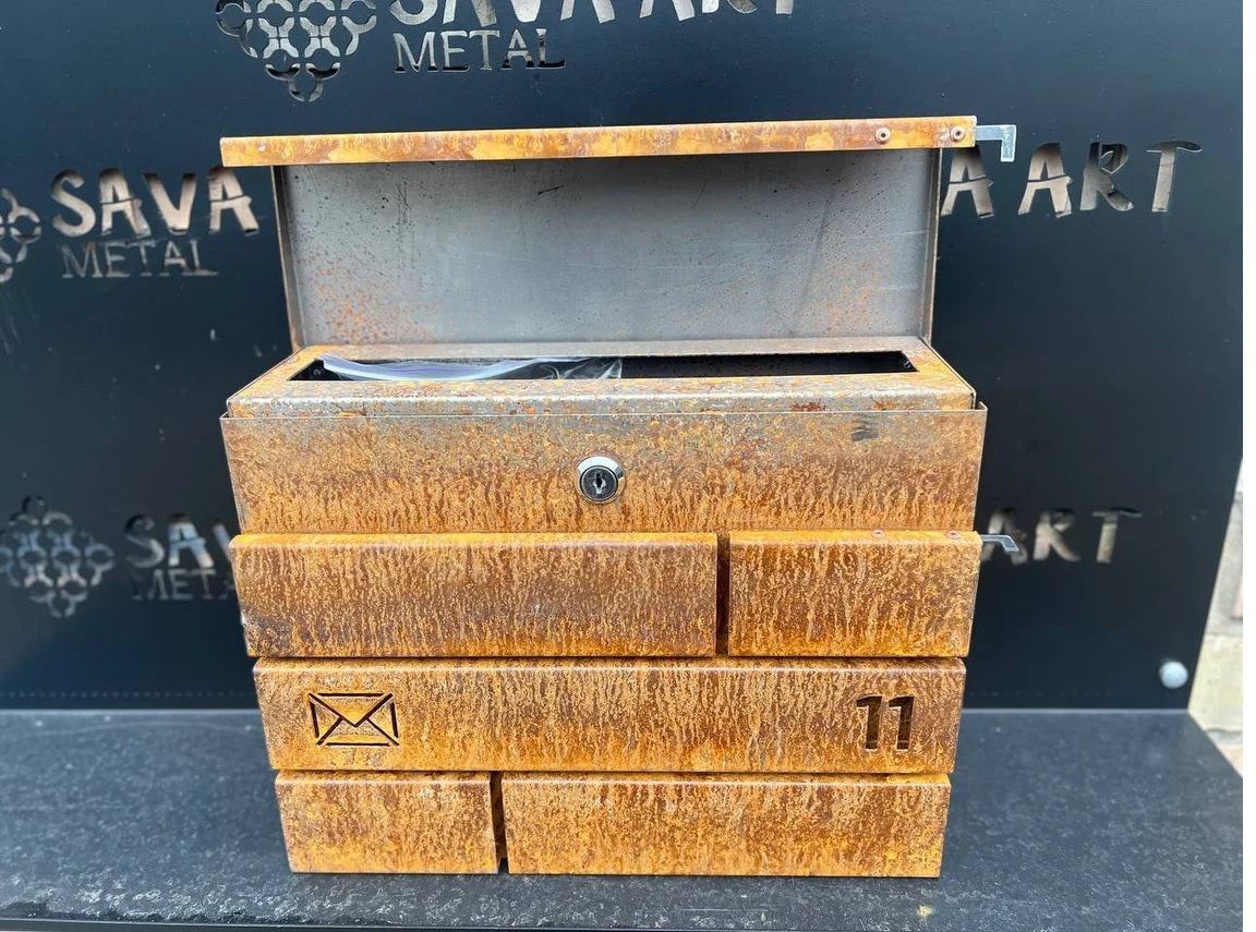 Custom Modern Black Metal Postbox