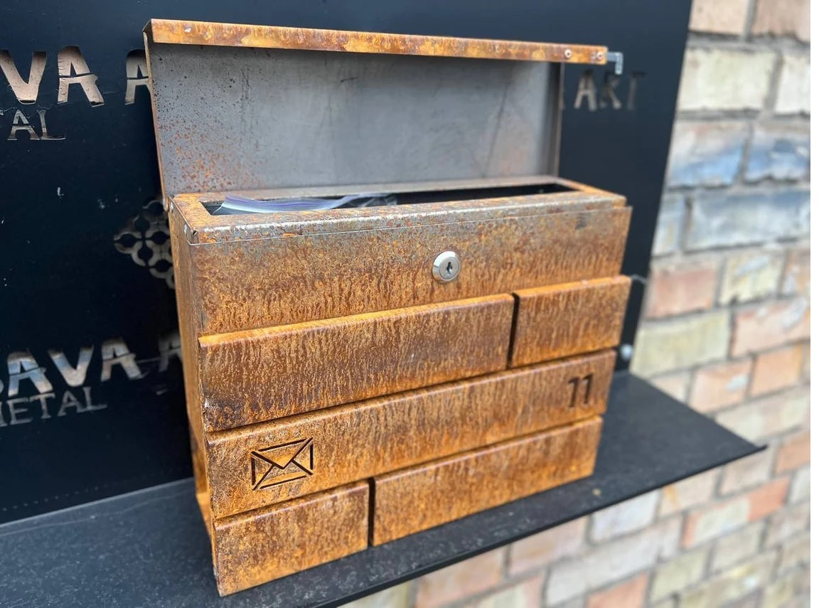 Custom Modern Black Metal Postbox