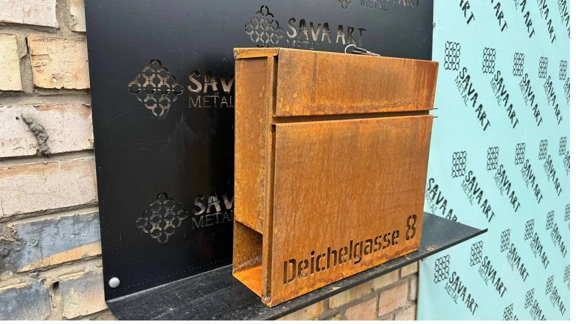 Bespoke Custom-Built Wall mount Corten steel mailbox
