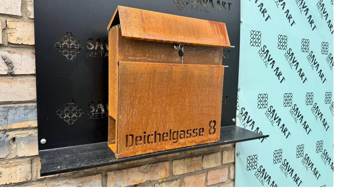 Bespoke Custom-Built Wall mount Corten steel mailbox