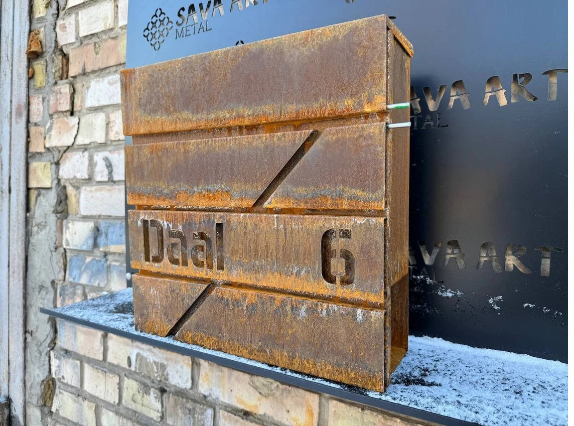 Custom Wall mount Cor-ten steel mailbox