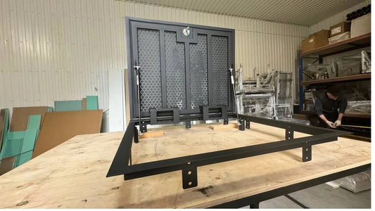 Bespoke Ventilated Steel Floor Hatch with Custom Lasercut Pattern