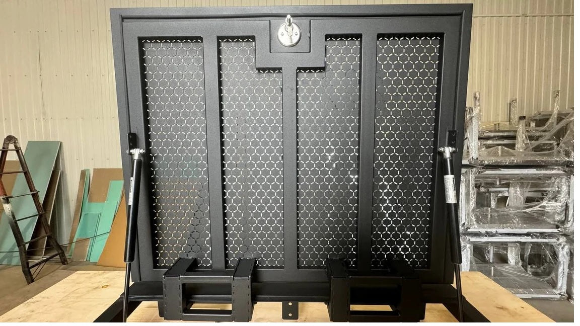 Bespoke Ventilated Steel Floor Hatch with Custom Lasercut Pattern