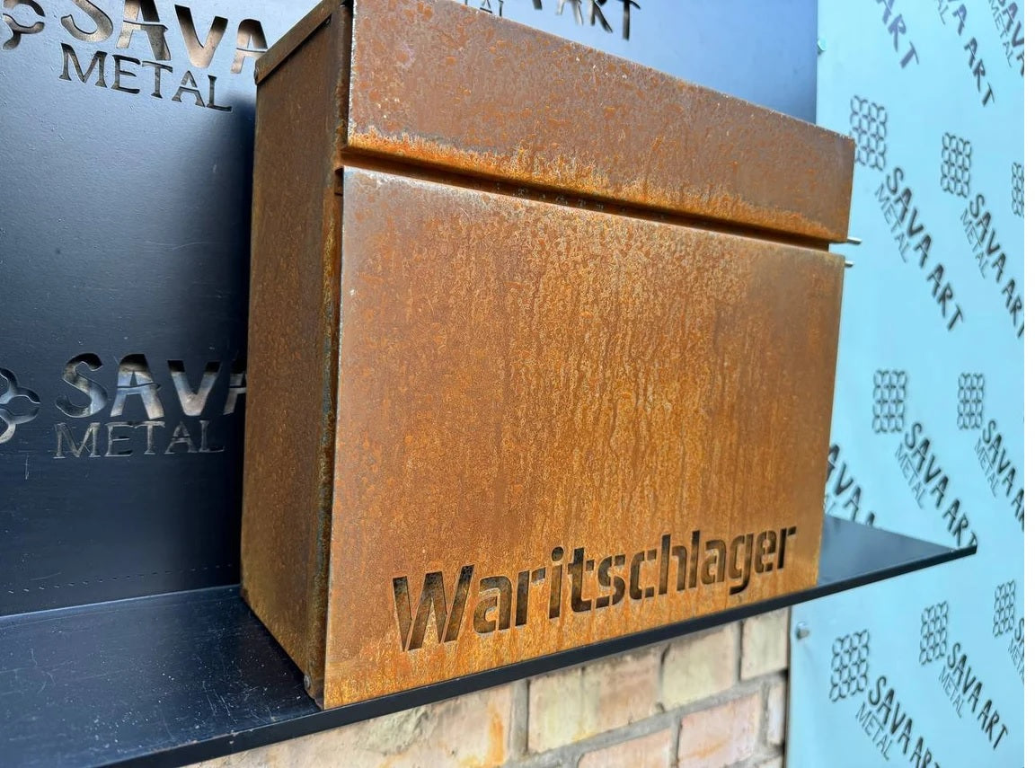 Bespoke Wall-Mounted Corten Steel Postbox