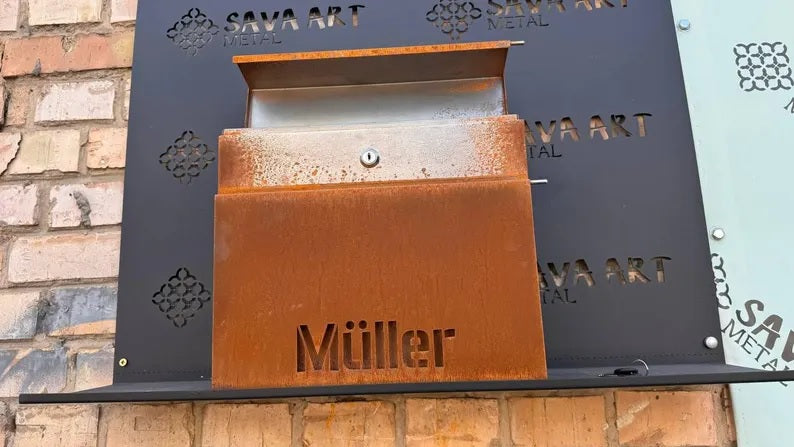 Custom Wall mount Corten steel mailbox