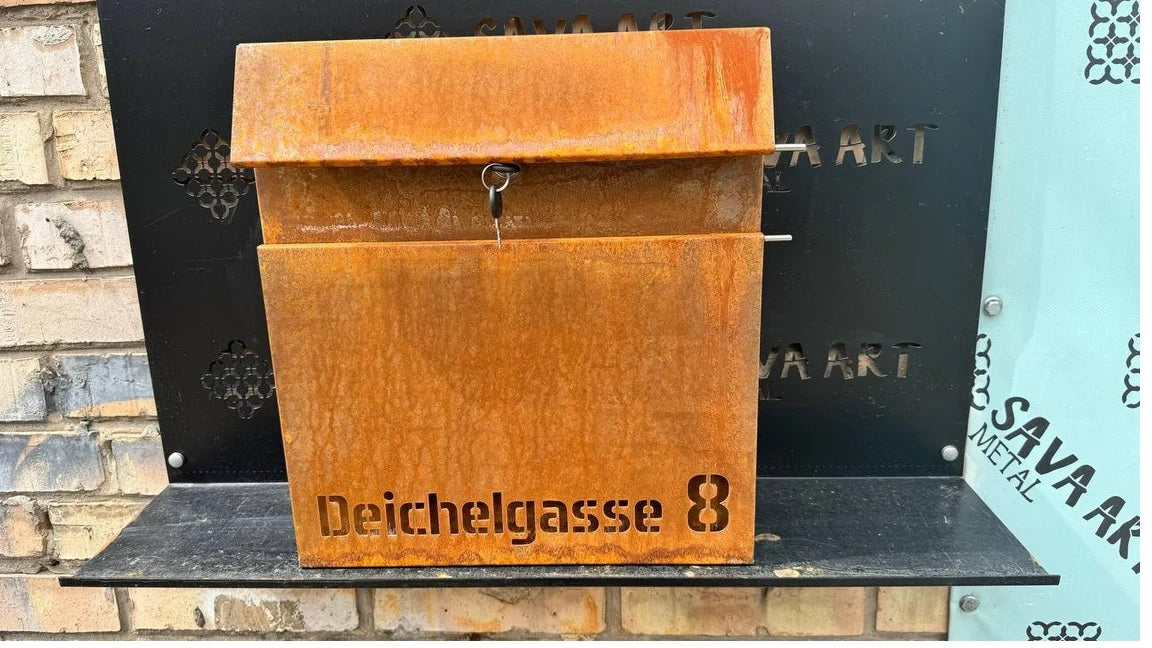 Bespoke Custom-Built Wall mount Corten steel mailbox