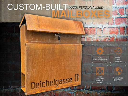 Bespoke Custom-Built Wall mount Corten steel mailbox