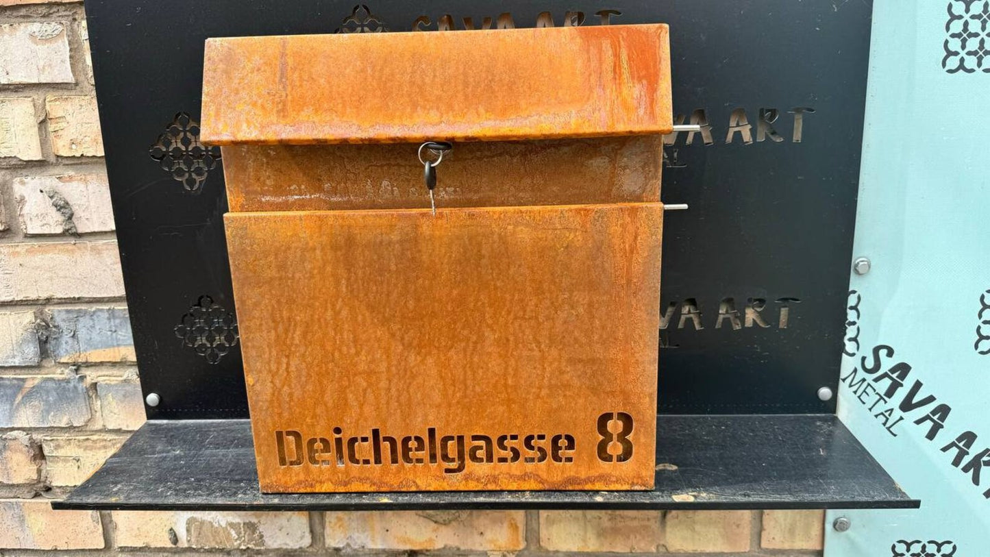 Bespoke Custom-Built Wall mount Corten steel mailbox