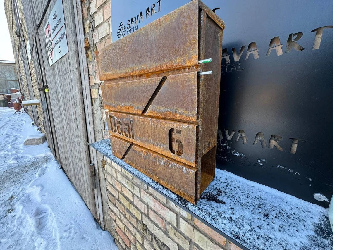 Custom Wall mount Cor-ten steel mailbox