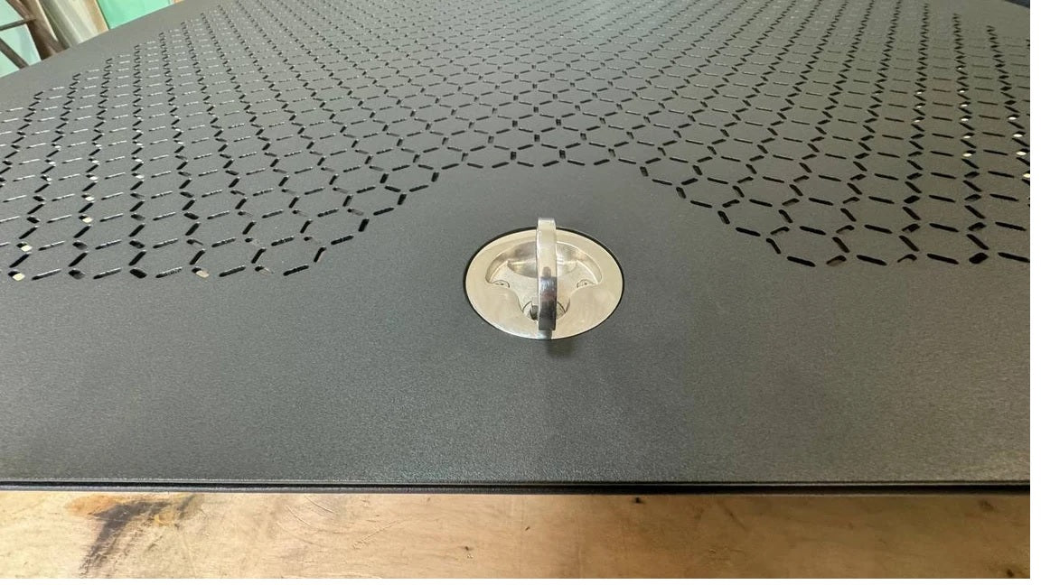 Bespoke Ventilated Steel Floor Hatch with Custom Lasercut Pattern