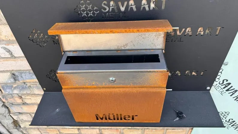 Custom Wall mount Corten steel mailbox